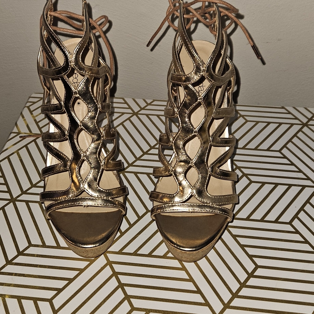 Chic Gold Strappy Heels